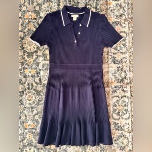 Cynthia Rowley Navy Ribbed Dress with White Accents